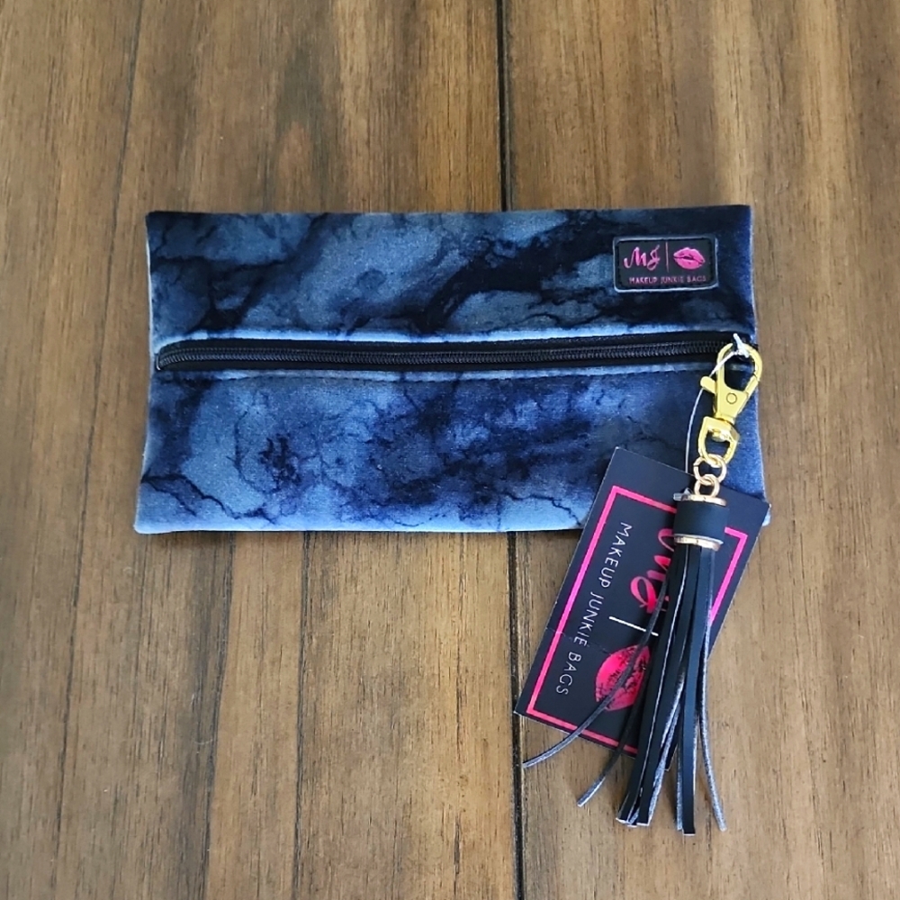 NWT Makeup Junkie Smoky Grey Vogue Velvet Mini Bag